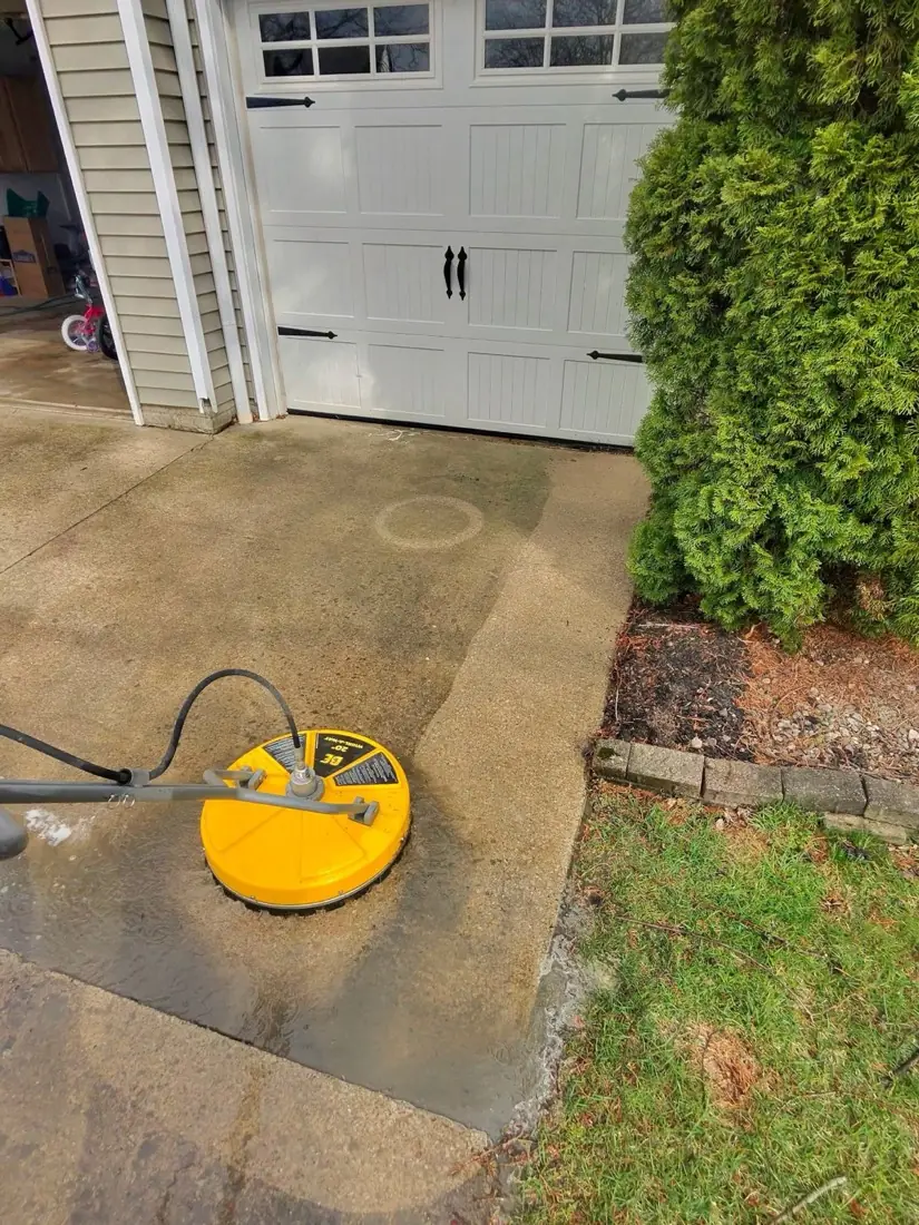 Pressure washing a residential driveway with a surface cleaner
