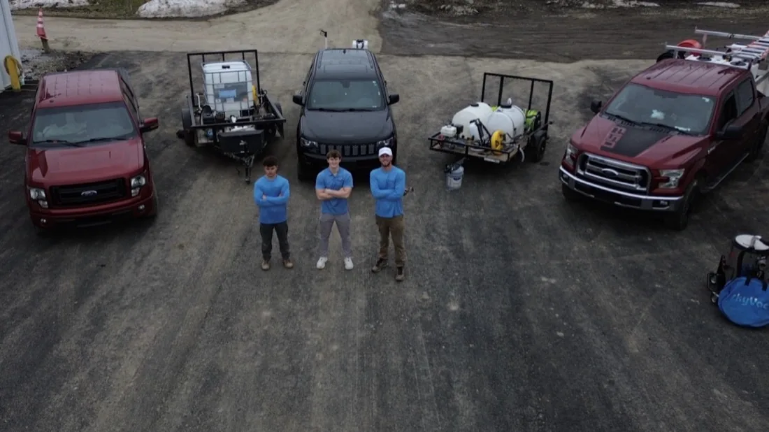 The PowerClean Pros crew and equipment on a job
