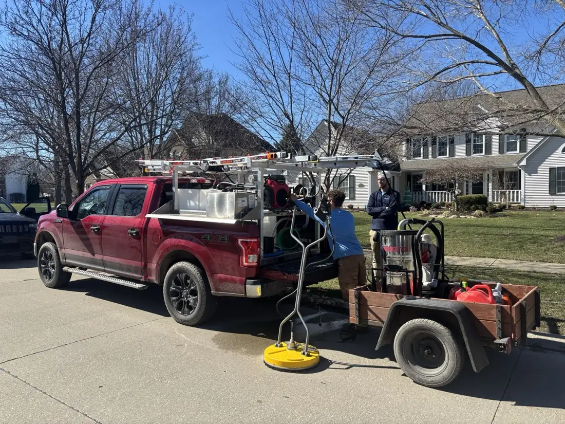 The PowerClean Pros truck and equipment on site
