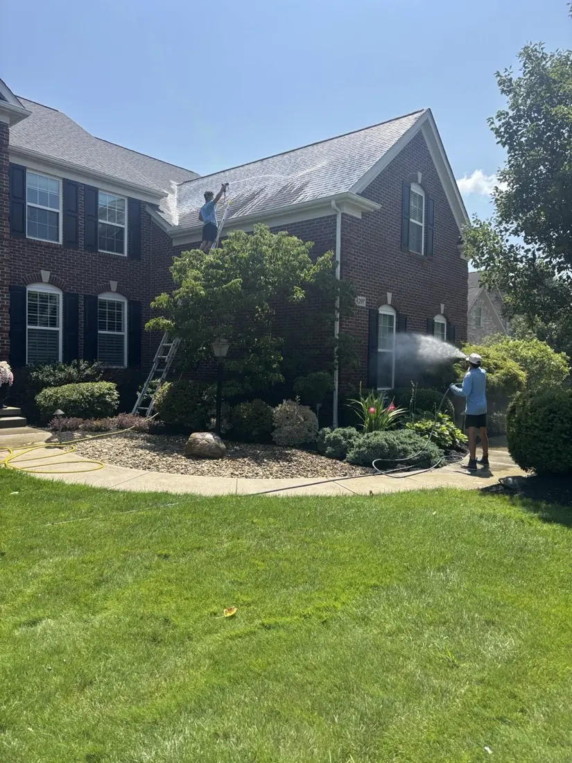 Cleaned home exterior in Avon, OH after a soft wash